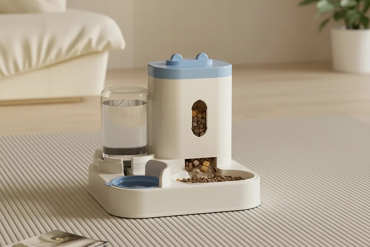 Distributeur Automatique 2-en-1 pour  Chat – Mangeoire + Fontaine à Eau 2L