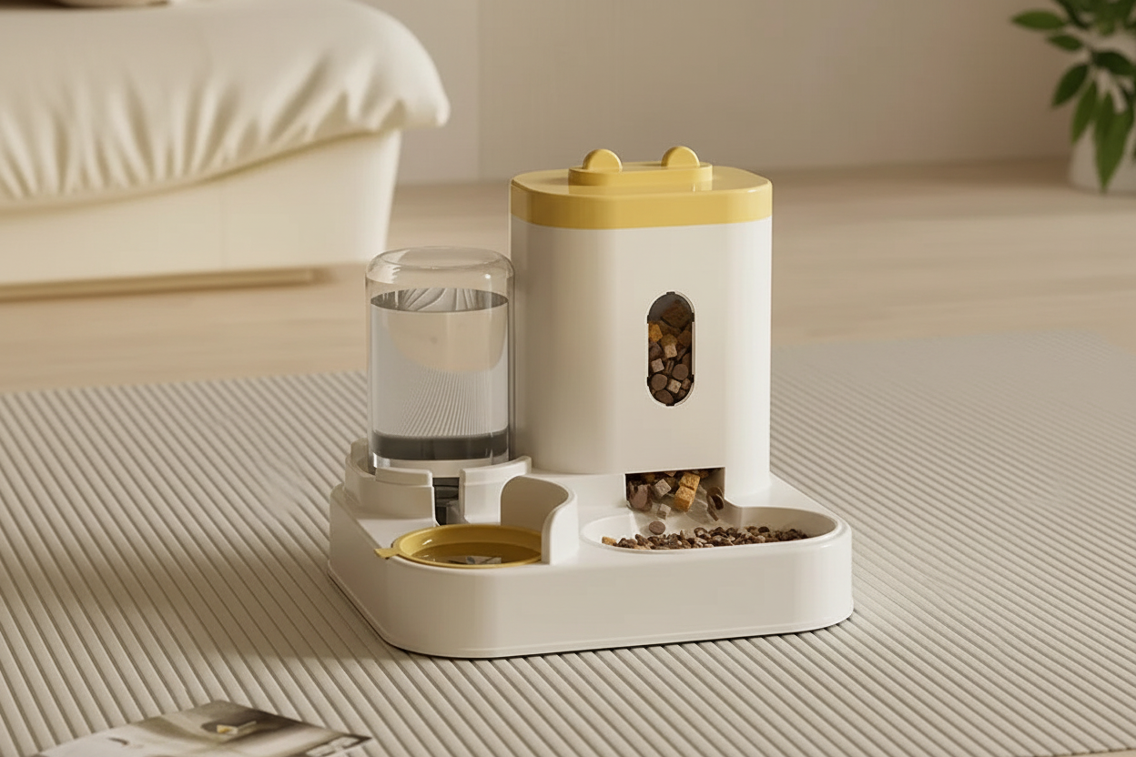 Distributeur Automatique 2-en-1 pour  Chat – Mangeoire + Fontaine à Eau 2L